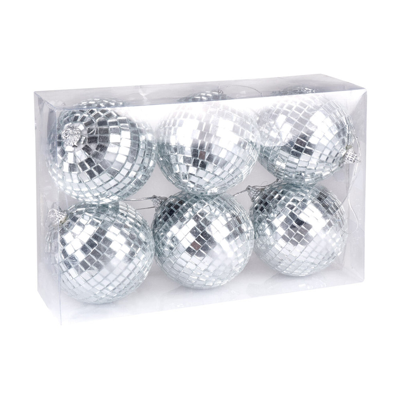 Op deze afbeelding zie je een Decoratie, van het merk Boland. Set 6 Discoballen Zilver (Ø 8 Cm)