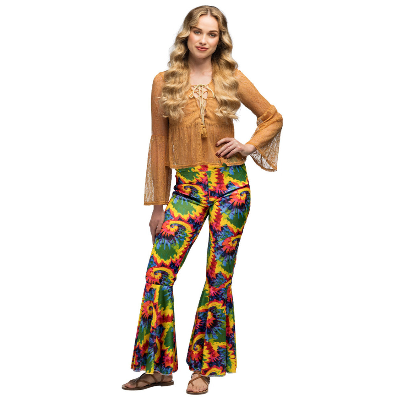 Op deze afbeelding zie je een Kostuums, van het merk Boland. Kleurige Tie Dye Wijde Pijpen Broek Vrouw