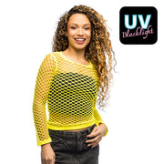 Op deze afbeelding zie je een Kostuums, van het merk Boland. 80s Visnet Shirt Temptation Neon Geel Vrouw