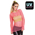 Chemise Résille Manches Longues Rose Super Années 80