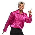 Glänzendes Rüschenhemd Cocktail Pink Herren