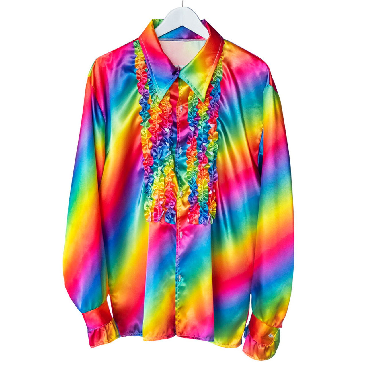 Op deze afbeelding zie je een Kostuums, van het merk Boland. Rouchen Blouse Rainbow Flex Man