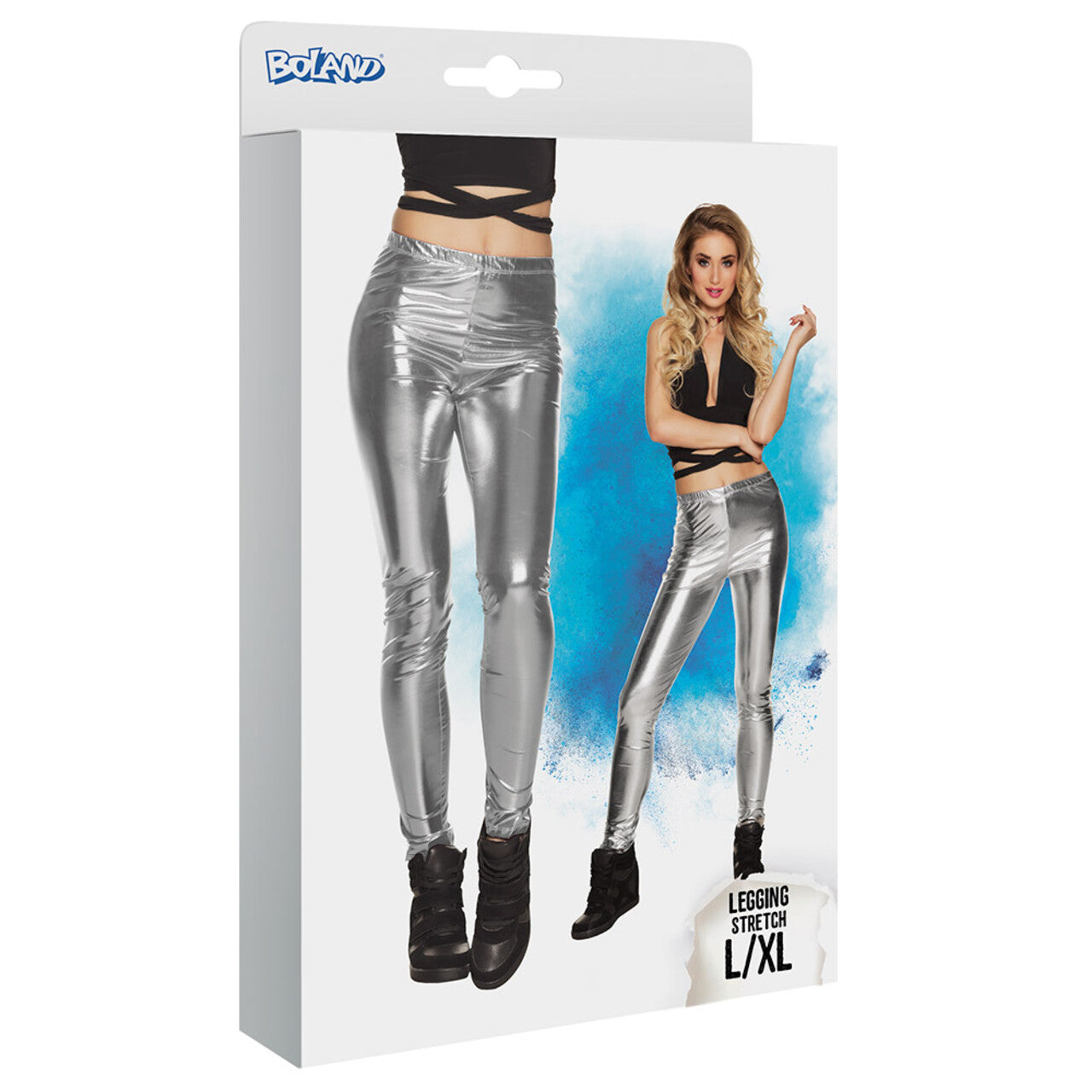 Op deze afbeelding zie je een Kostuums, van het merk Boland. Legging Metallic Glance Zilver Vrouw