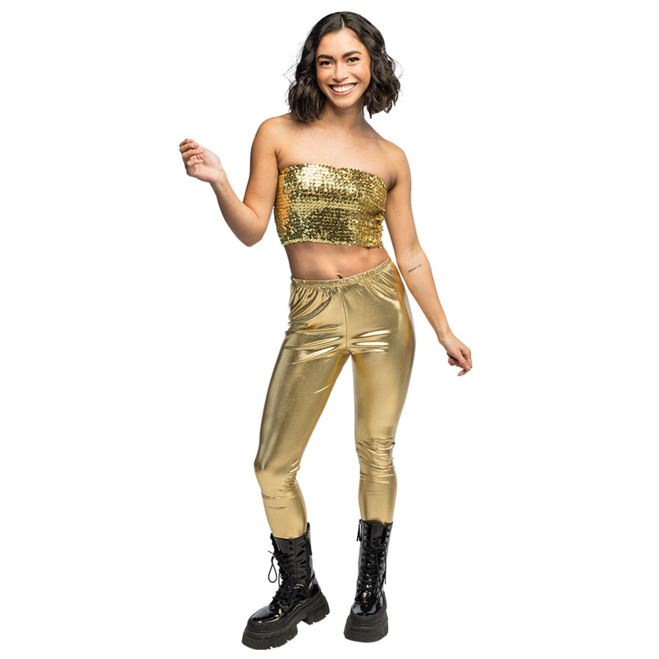 Op deze afbeelding zie je een Kostuums, van het merk Boland. Legging Goud Metallic Vrouw