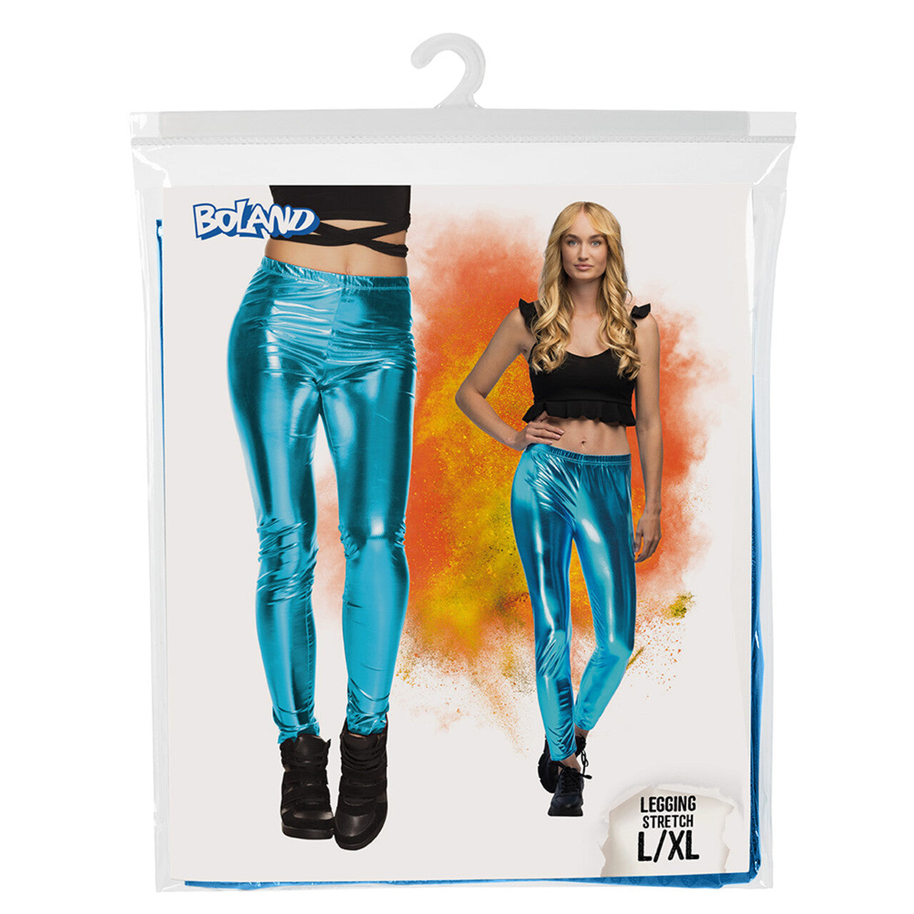 Op deze afbeelding zie je een Kostuums, van het merk Boland. Legging Metallic Turquoise Vrouw