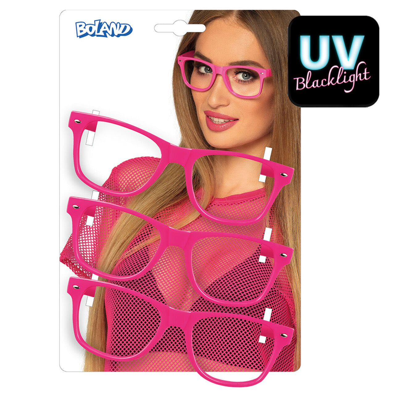 Op deze afbeelding zie je een Accessoires, van het merk Boland. Set Van 3 Neonroze Brillen