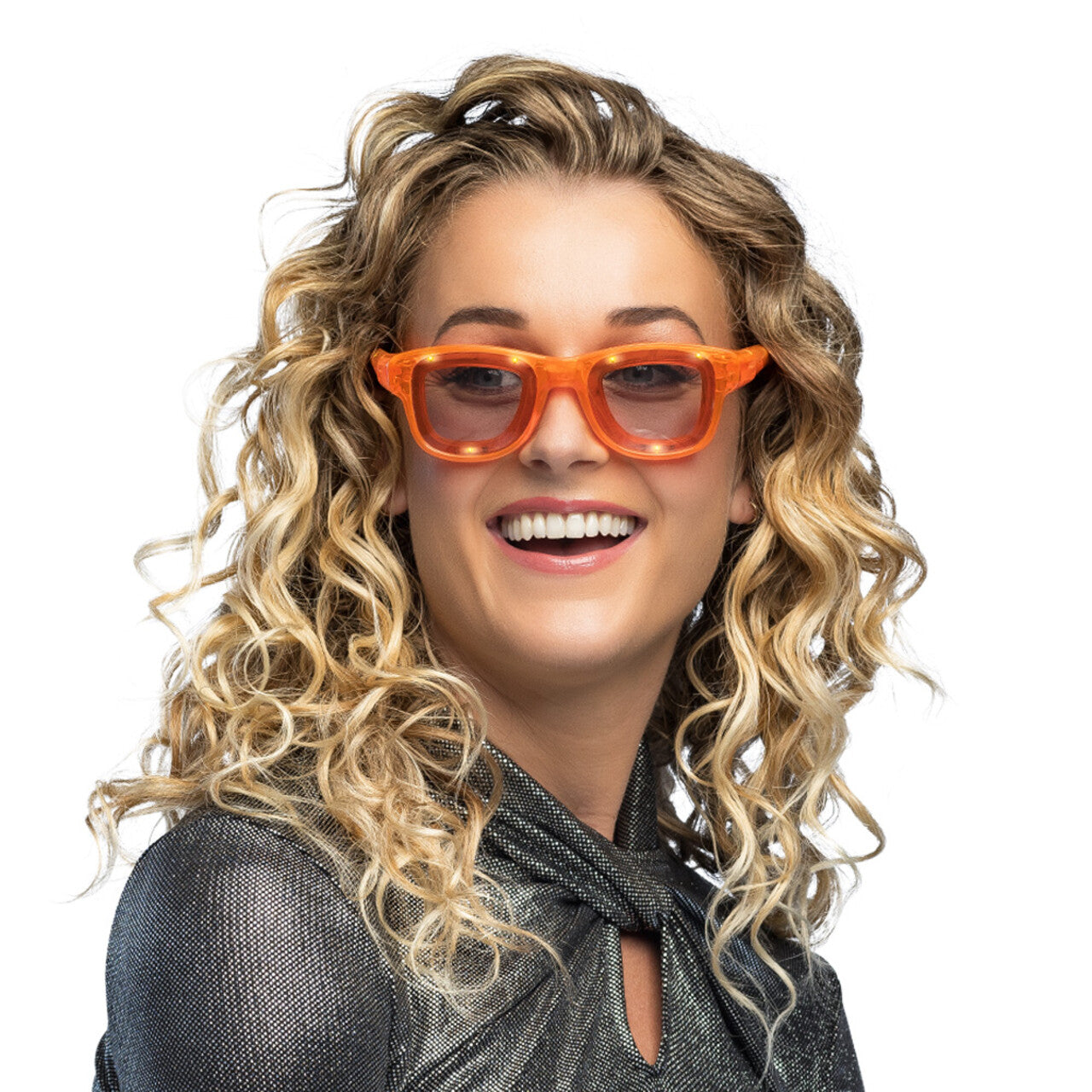 Op deze afbeelding zie je een Accessoires, van het merk Boland. Oranje Partybril Met Licht