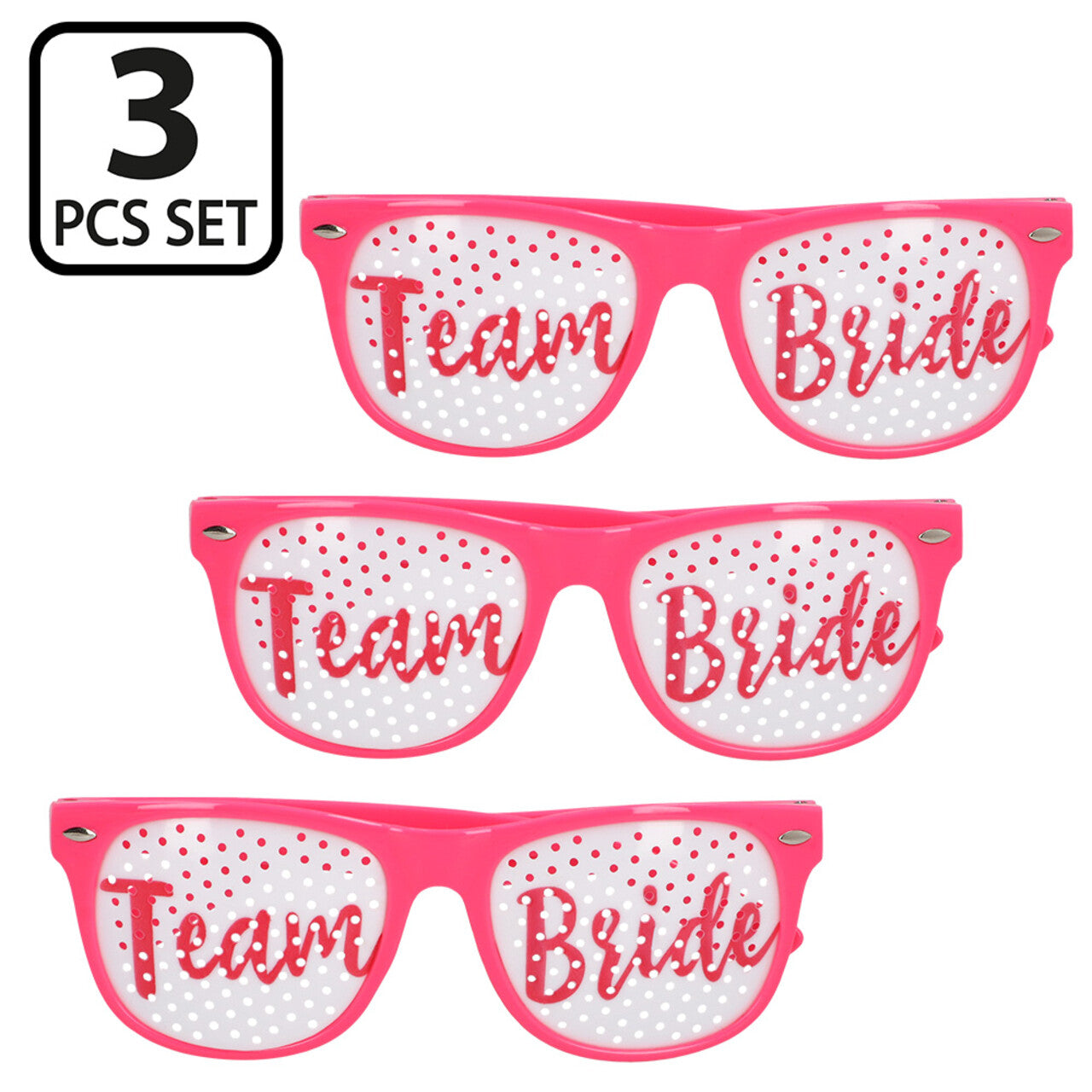 Op deze afbeelding zie je een Accessoires, van het merk Boland. Set 3 Partybrillen Pink Team Bride
