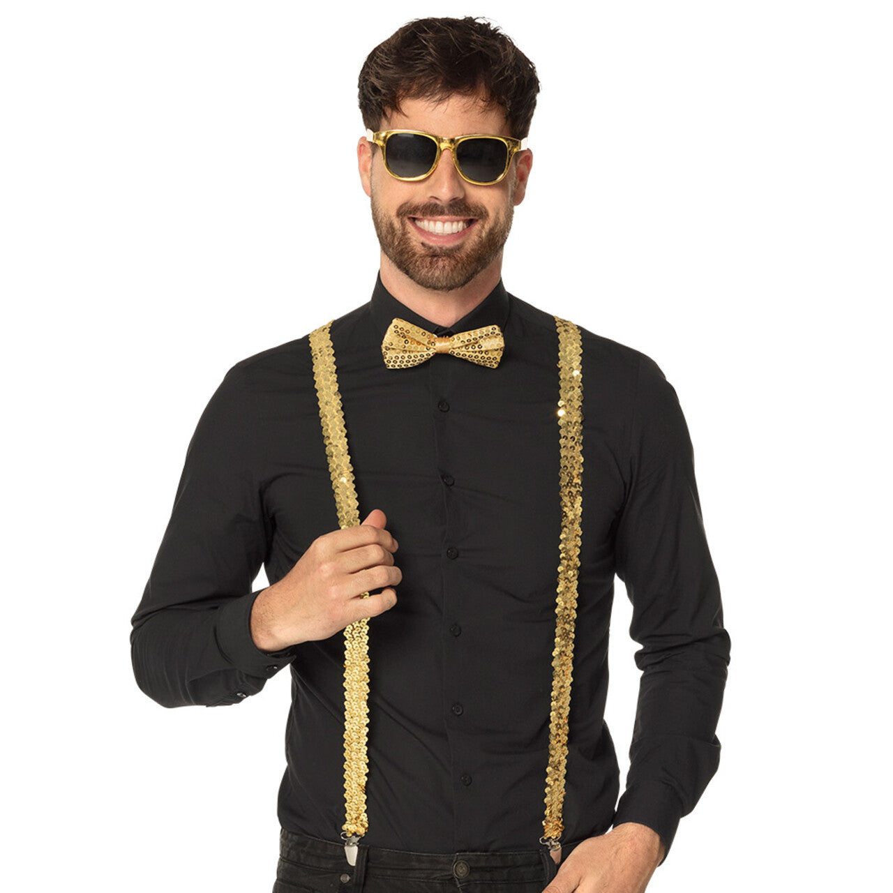 Op deze afbeelding zie je een Accessoires, van het merk Boland. Gentleman Party Pailletten Set Goud