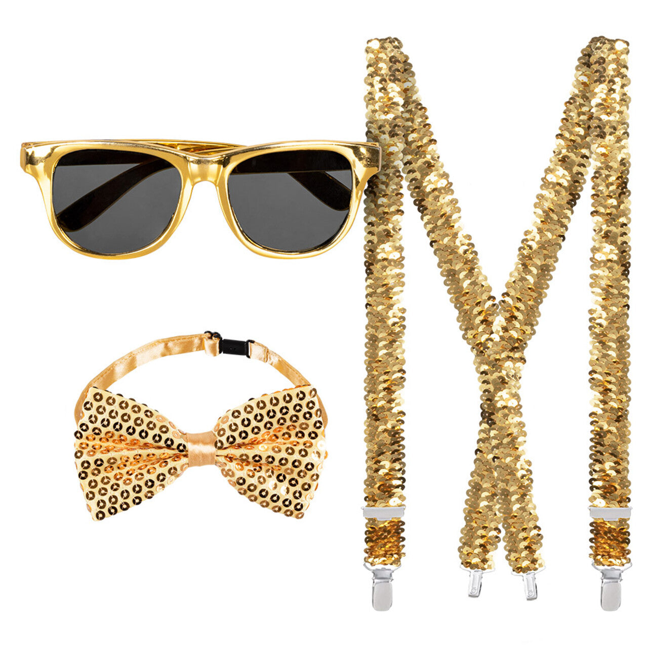 Op deze afbeelding zie je een Accessoires, van het merk Boland. Gentleman Party Pailletten Set Goud