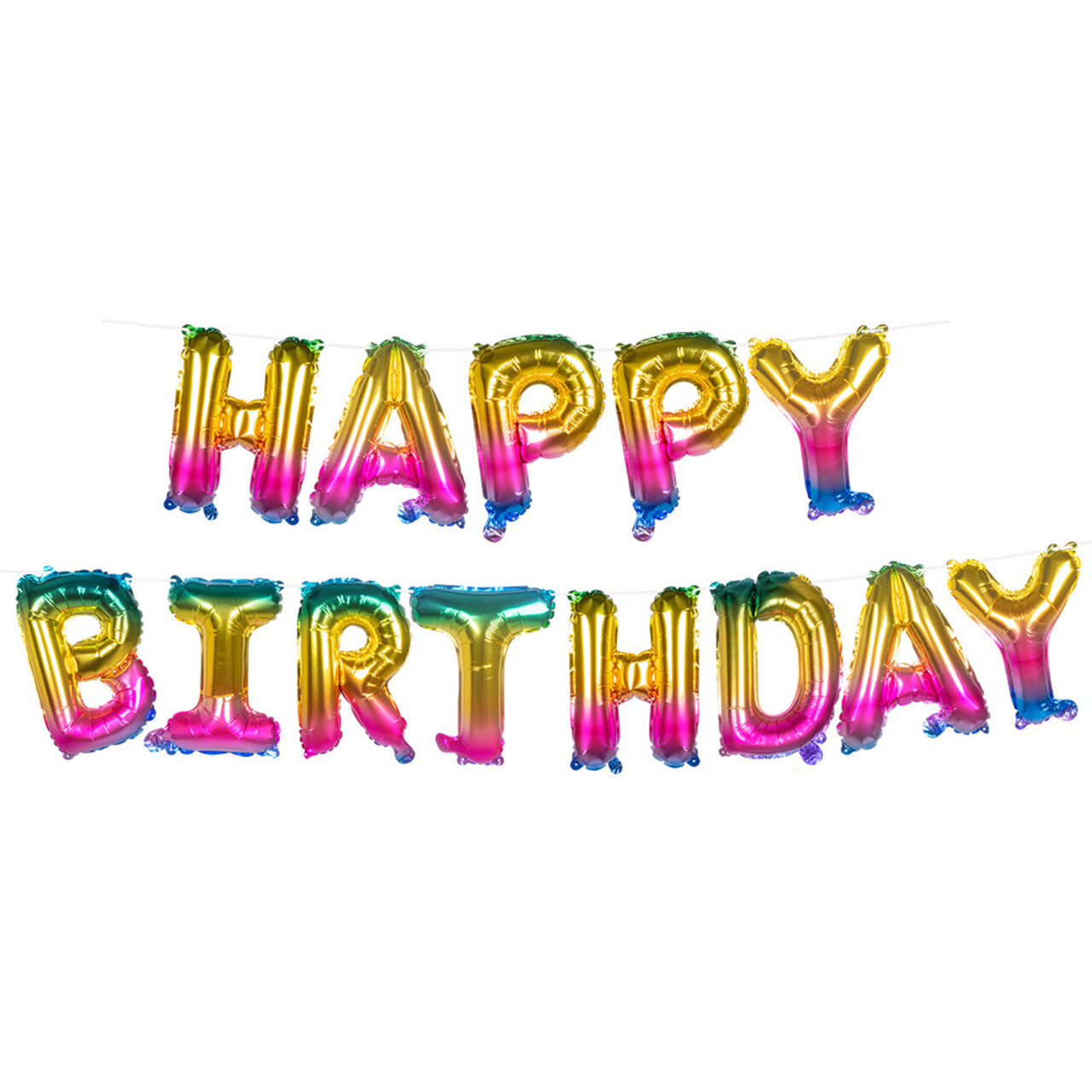 Op deze afbeelding zie je een Decoratie, van het merk Boland. Folieballon Slinger Happy Birthday Regenboog