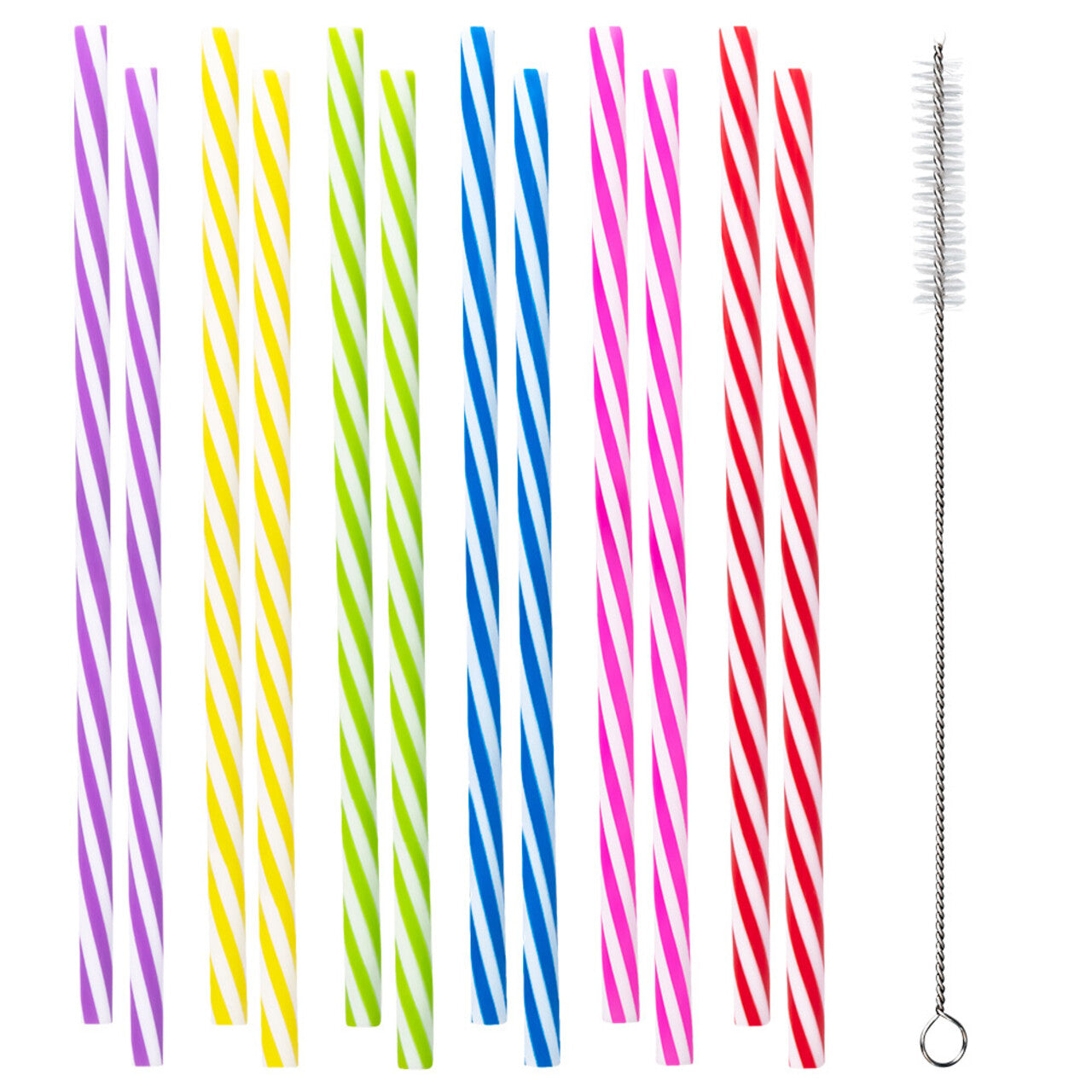 Op deze afbeelding zie je een Decoratie, van het merk Boland. Set 12 Stuks Herbruikbare Plastic Feest Rietjes Met Borsteltje