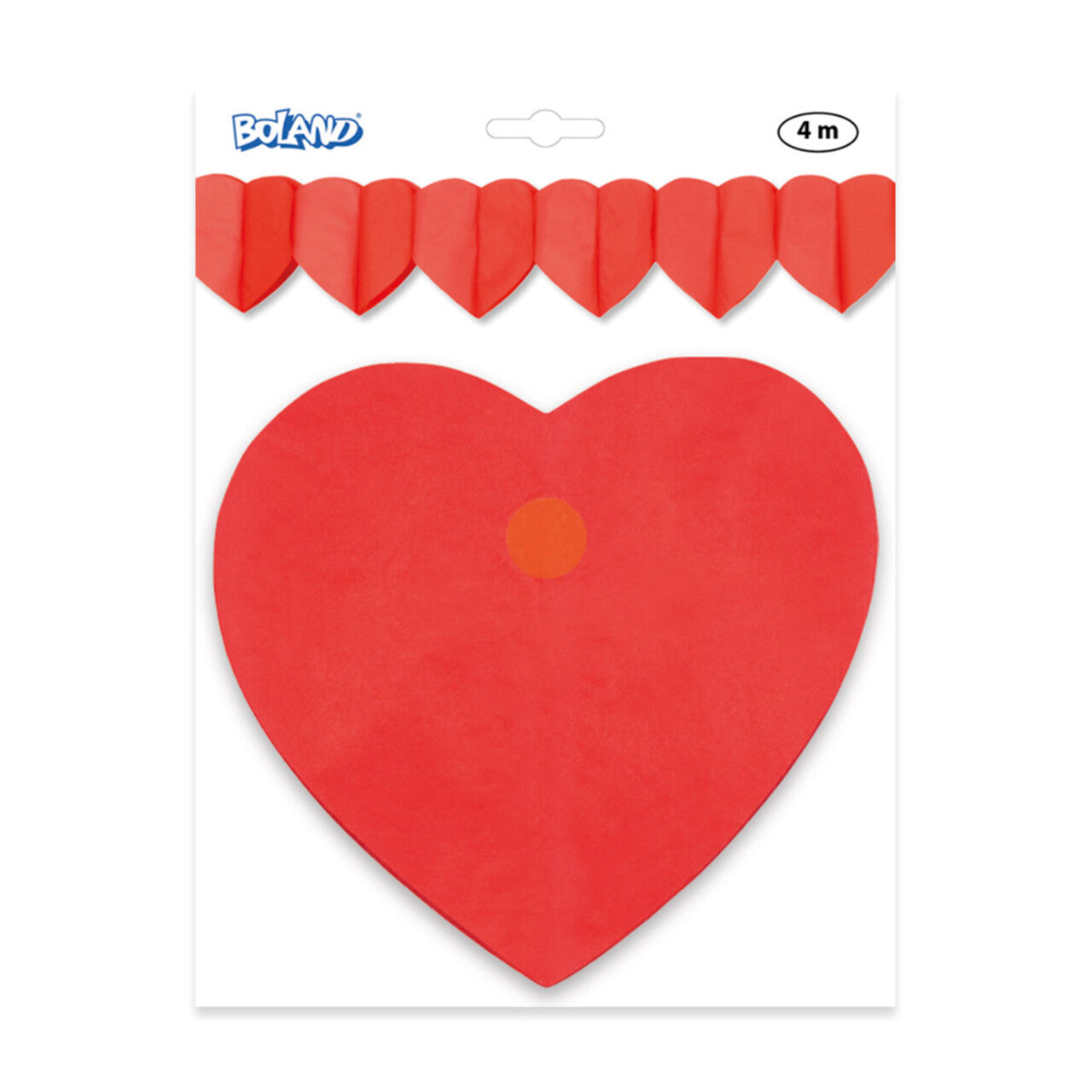 Op deze afbeelding zie je een Decoratie, van het merk Boland. Papieren Slinger Hart Vier De Liefde Feestje