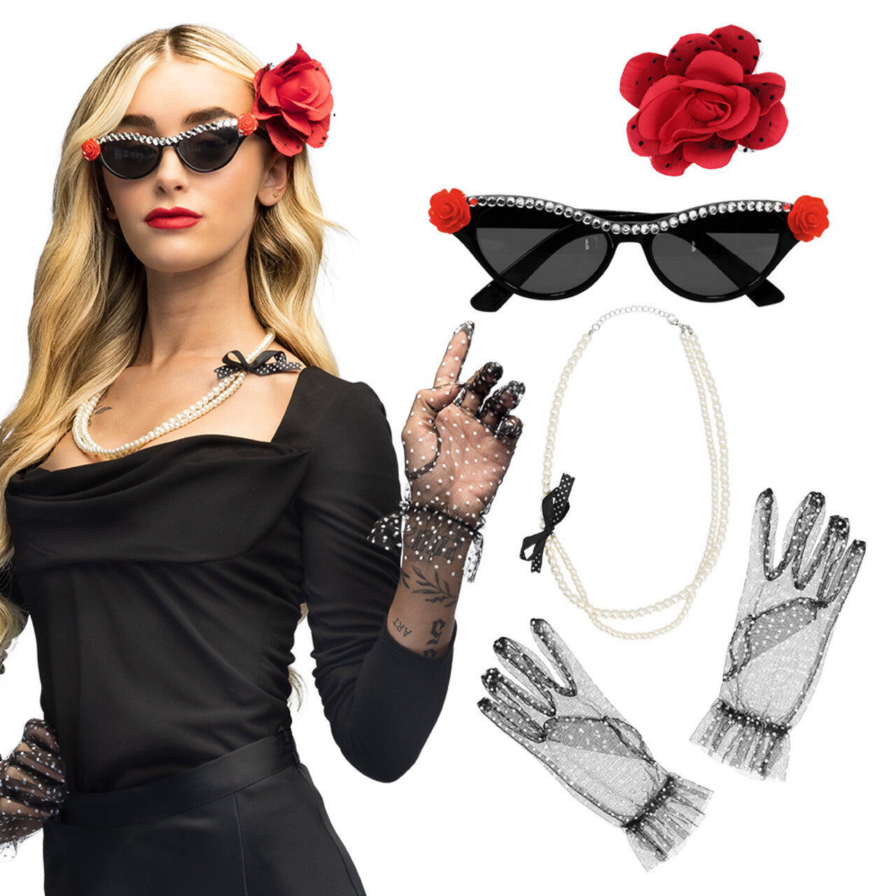 Op deze afbeelding zie je een Accessoires, van het merk Boland. Set Vintage Jaren 50 Girls Night Out