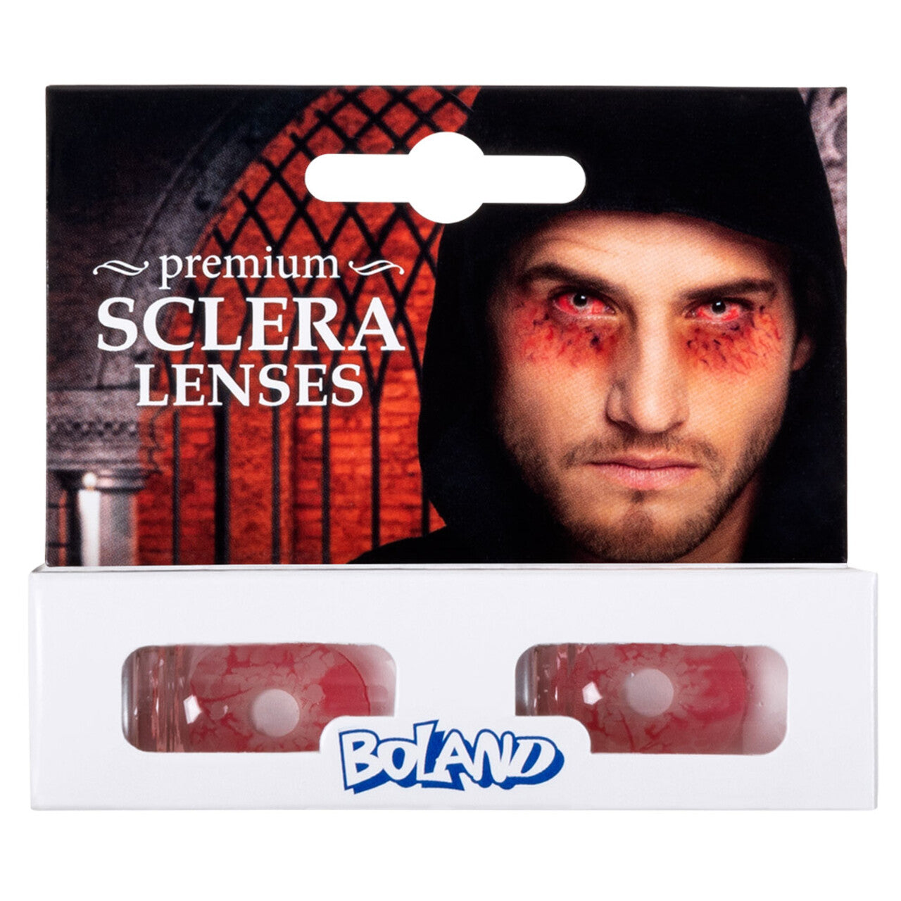Op deze afbeelding zie je een Accessoires, van het merk Boland. Bloeddoorlopen Ogen 6-Maandslenzen Sclera Inferno