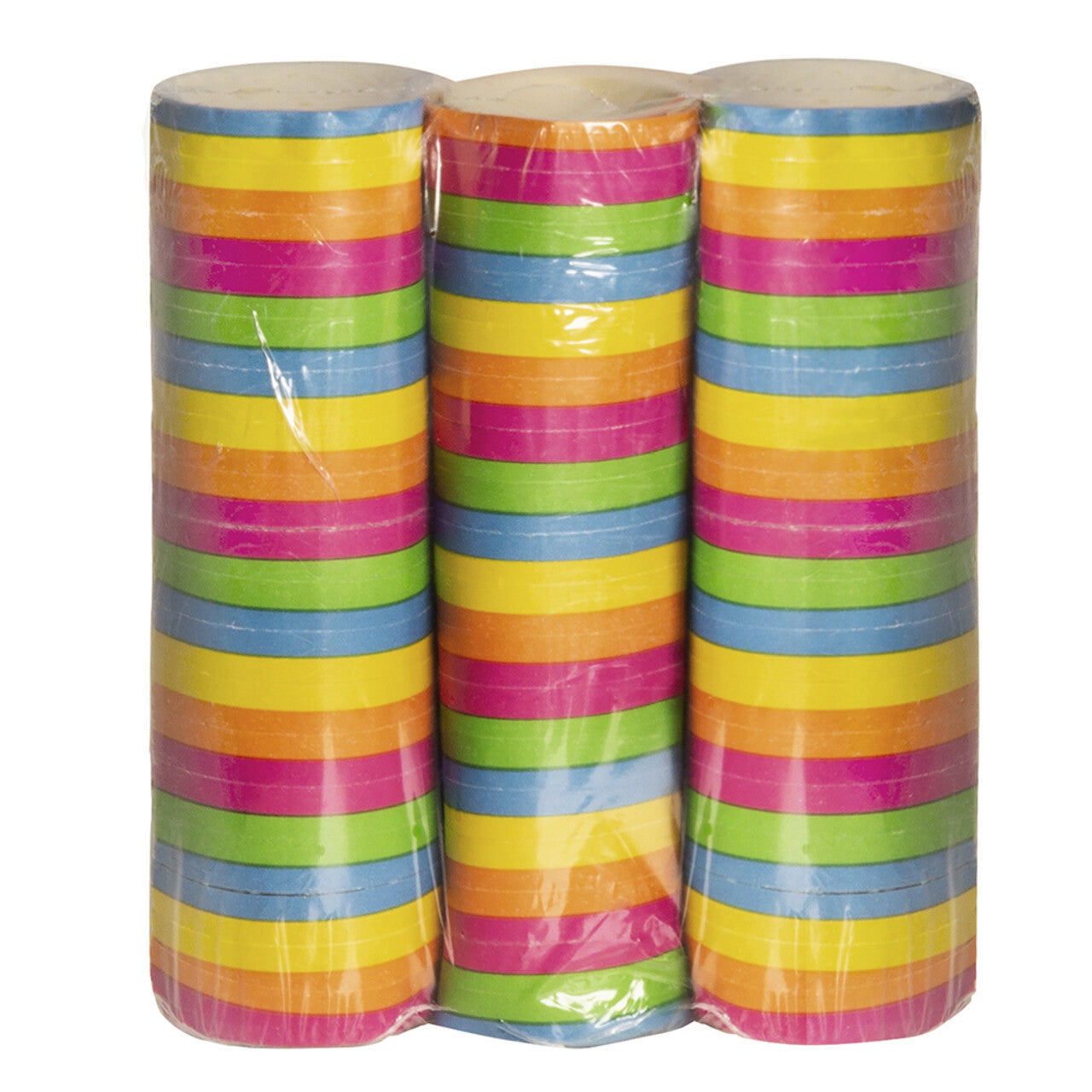 Op deze afbeelding zie je een Decoratie, van het merk Boland. Set 3 Rollen Papieren Serpentines Regenboog