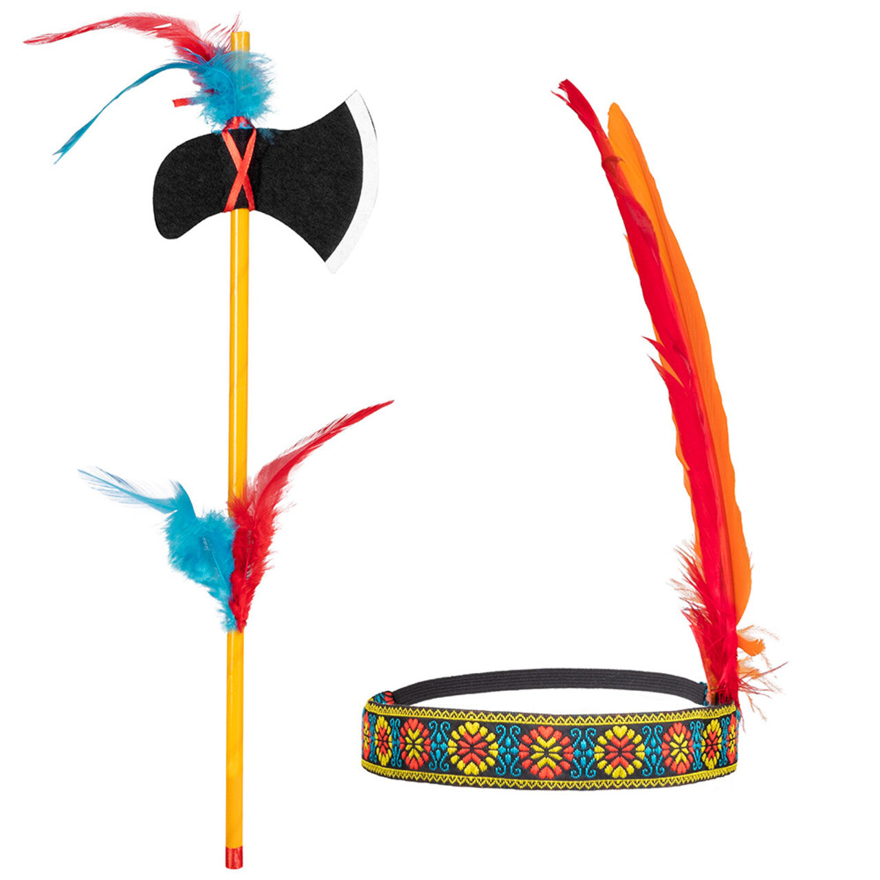 Op deze afbeelding zie je een Accessoires, van het merk Boland. Set Indiaan Chayenne Hoofdband En Bijl