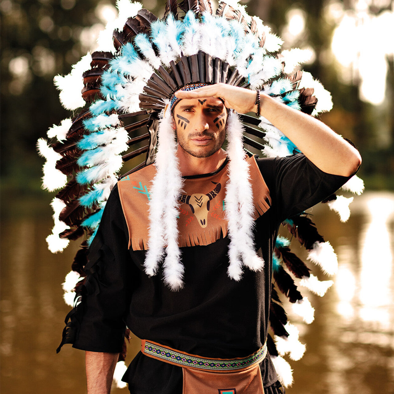 Op deze afbeelding zie je een Accessoires, van het merk Boland. Indianen Hoofdtooi Snow Wolf