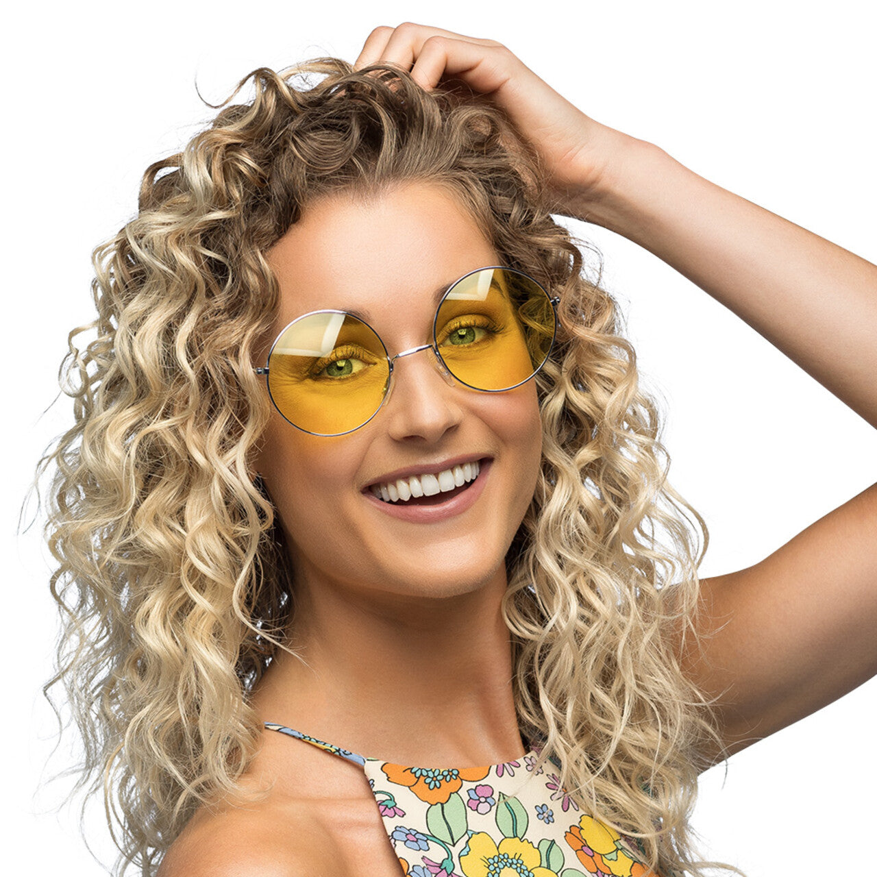 Op deze afbeelding zie je een Accessoires, van het merk Boland. Partybril Hippie XL Geel