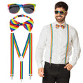 Gentleman Party Set Regenboog (Partybril, Vlinderstrik En Bretels)