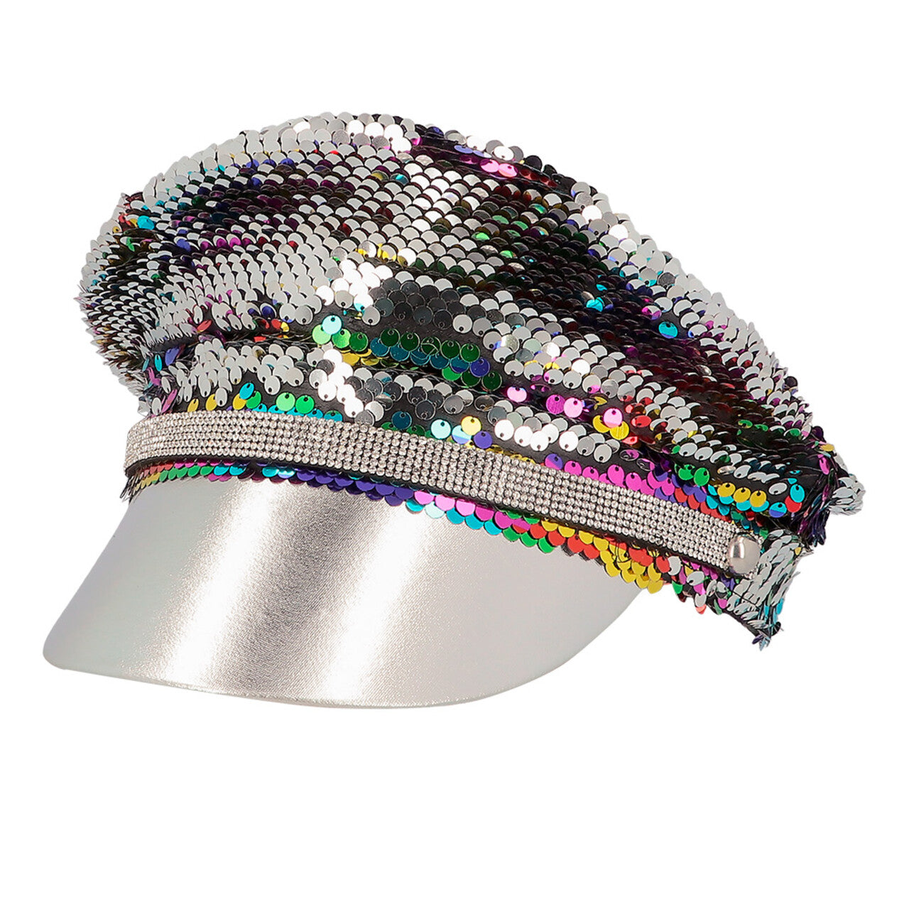 Op deze afbeelding zie je een Accessoires, van het merk Boland. Pet Rainbow Pailletten Blast (Omkeerbaar Regenboog / Zilver)