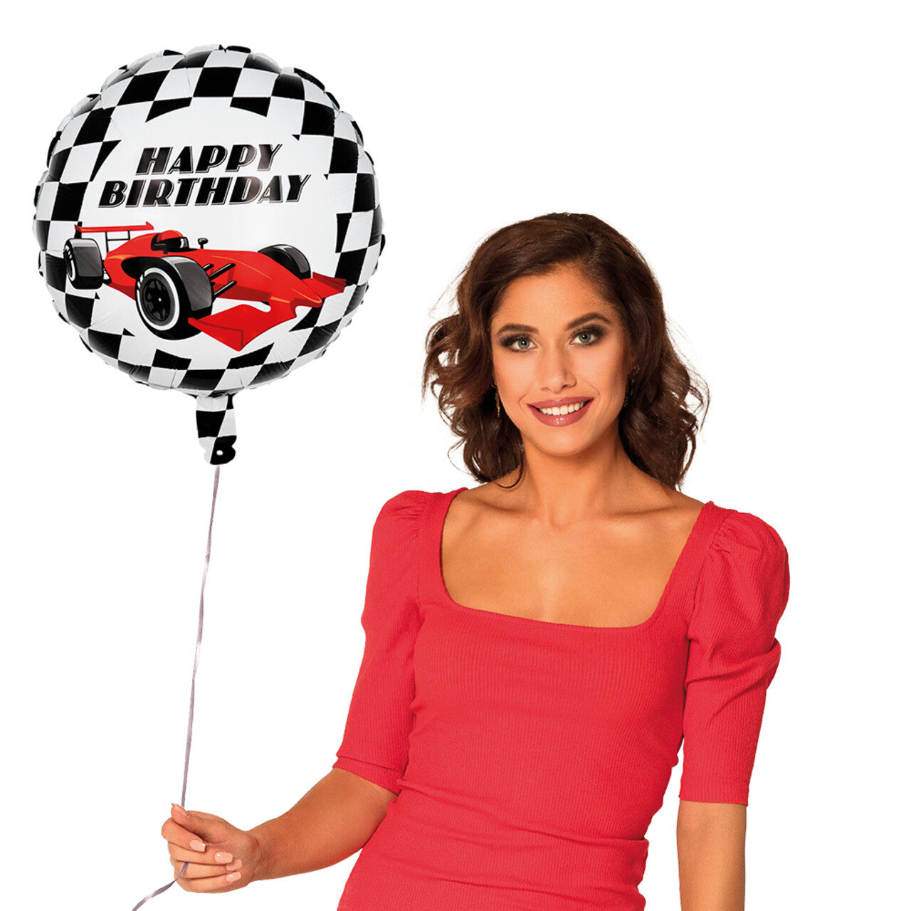 Op deze afbeelding zie je een Decoratie, van het merk Boland. Folieballon Happy Birthday Race Speed