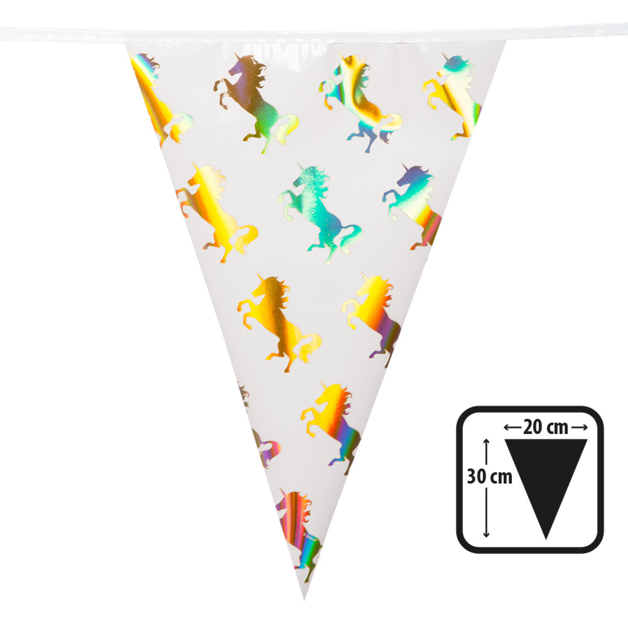 Op deze afbeelding zie je een Decoratie, van het merk Boland. Folie Vlaggenlijn Eenhoorn Feest