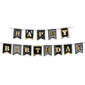 Kartonnen Letterslinger Party Time Happy Birthday Goud / Zwart