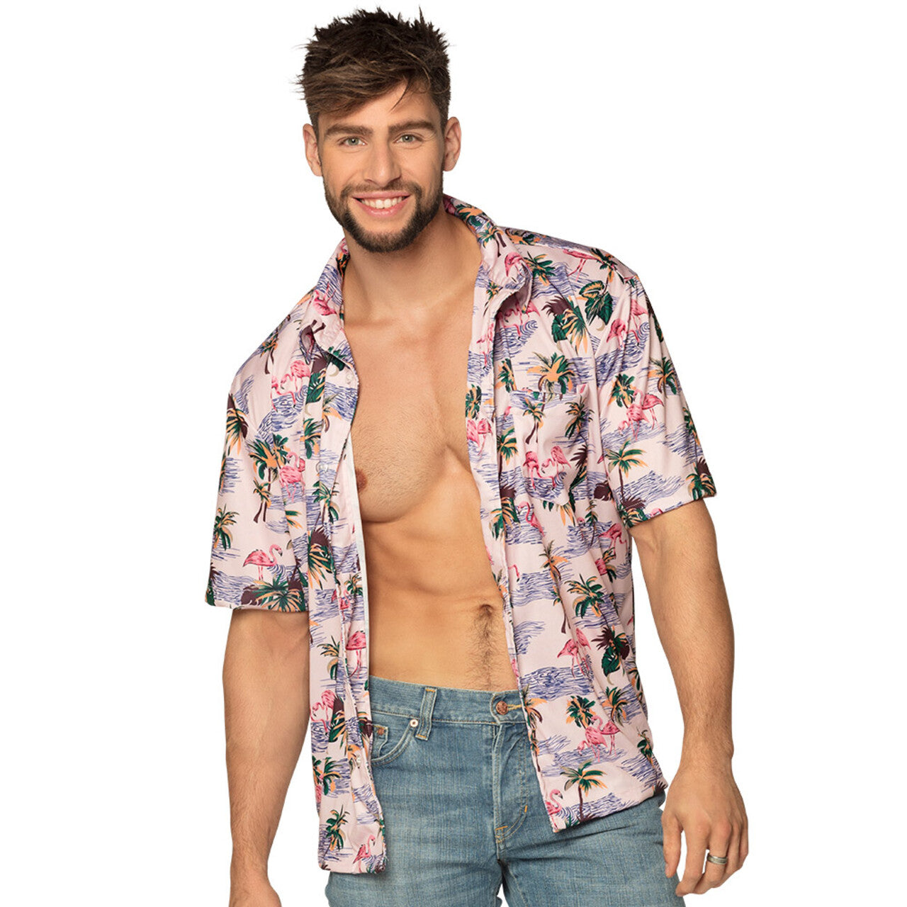 Op deze afbeelding zie je een Kostuums, van het merk Boland. Flamingo Beach Shirt Man