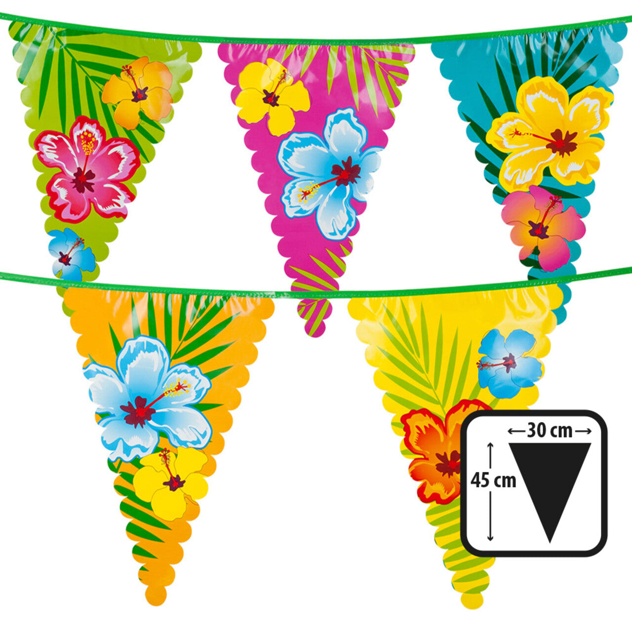 Op deze afbeelding zie je een Decoratie, van het merk Boland. Vlaggenlijn Met Grote Vlaggen Flowerparty Hibiscus