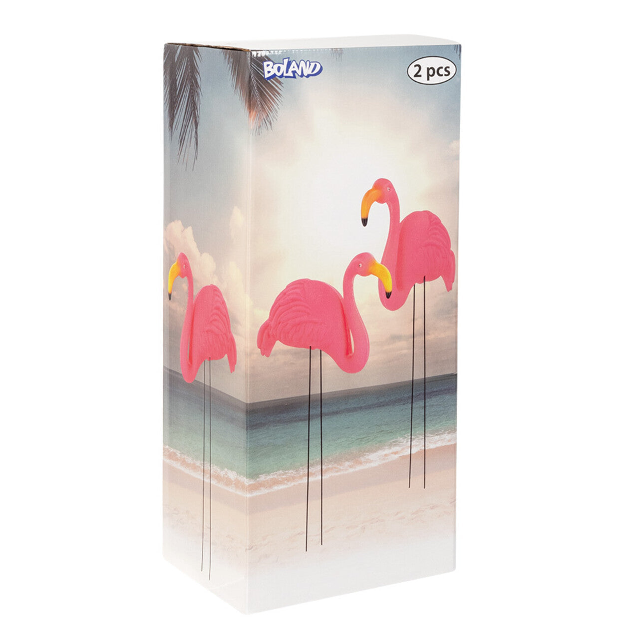 Op deze afbeelding zie je een Decoratie, van het merk Boland. Set 2 Tuindecoraties Flamingo