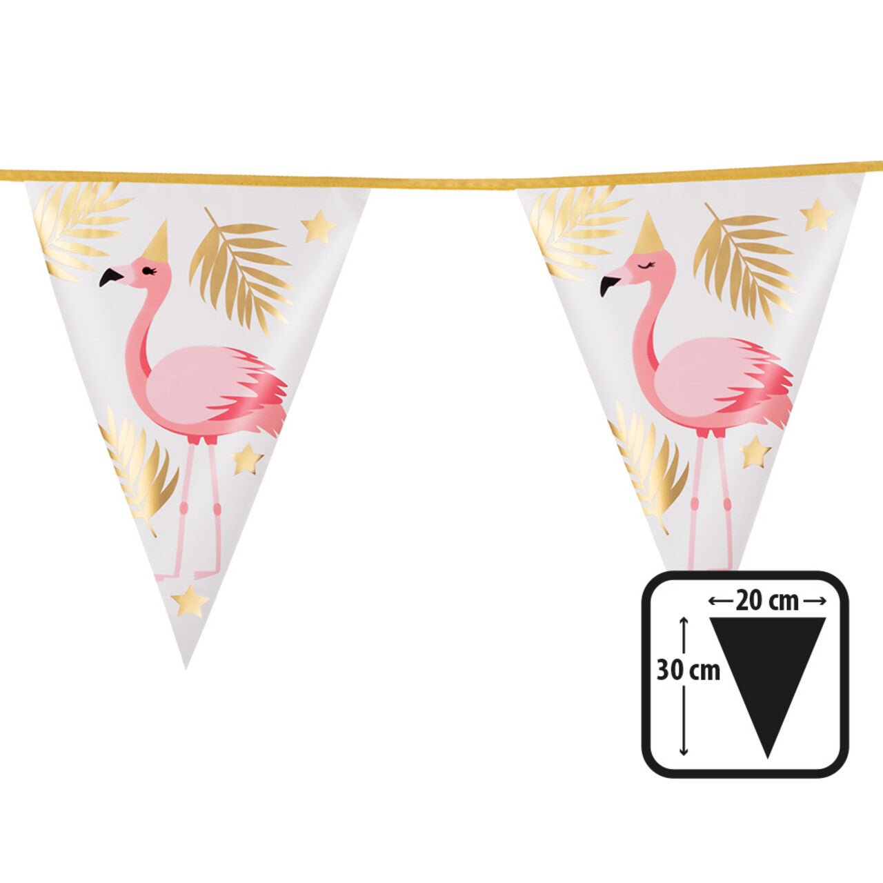 Op deze afbeelding zie je een Decoratie, van het merk Boland. Folie Vlaggenlijn Tropical Party Flamingo