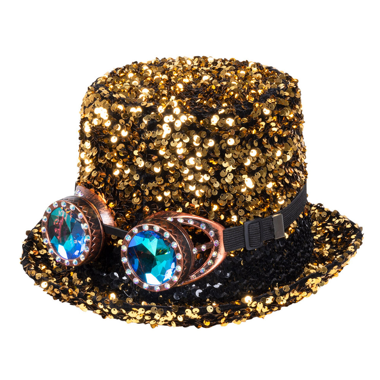 Op deze afbeelding zie je een Accessoires, van het merk Boland. Gouden Pailletten Dream Partyhoed Met Bril