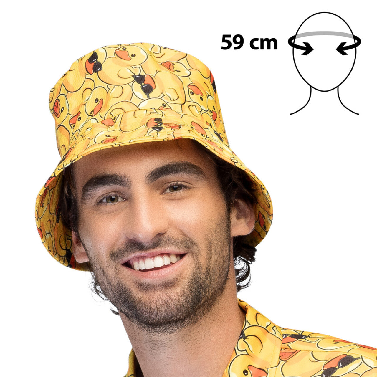 Op deze afbeelding zie je een Kostuums, van het merk Boland. Lucky Duckie Man Kostuum