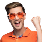 Op deze afbeelding zie je een Accessoires, van het merk Boland. Grote Partybril Bling Bling Oranje Met Strass