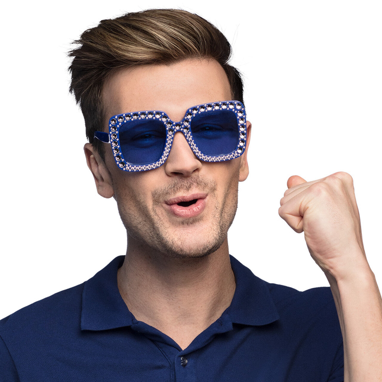 Op deze afbeelding zie je een Accessoires, van het merk Boland. Partybril Bling Bling Blauw