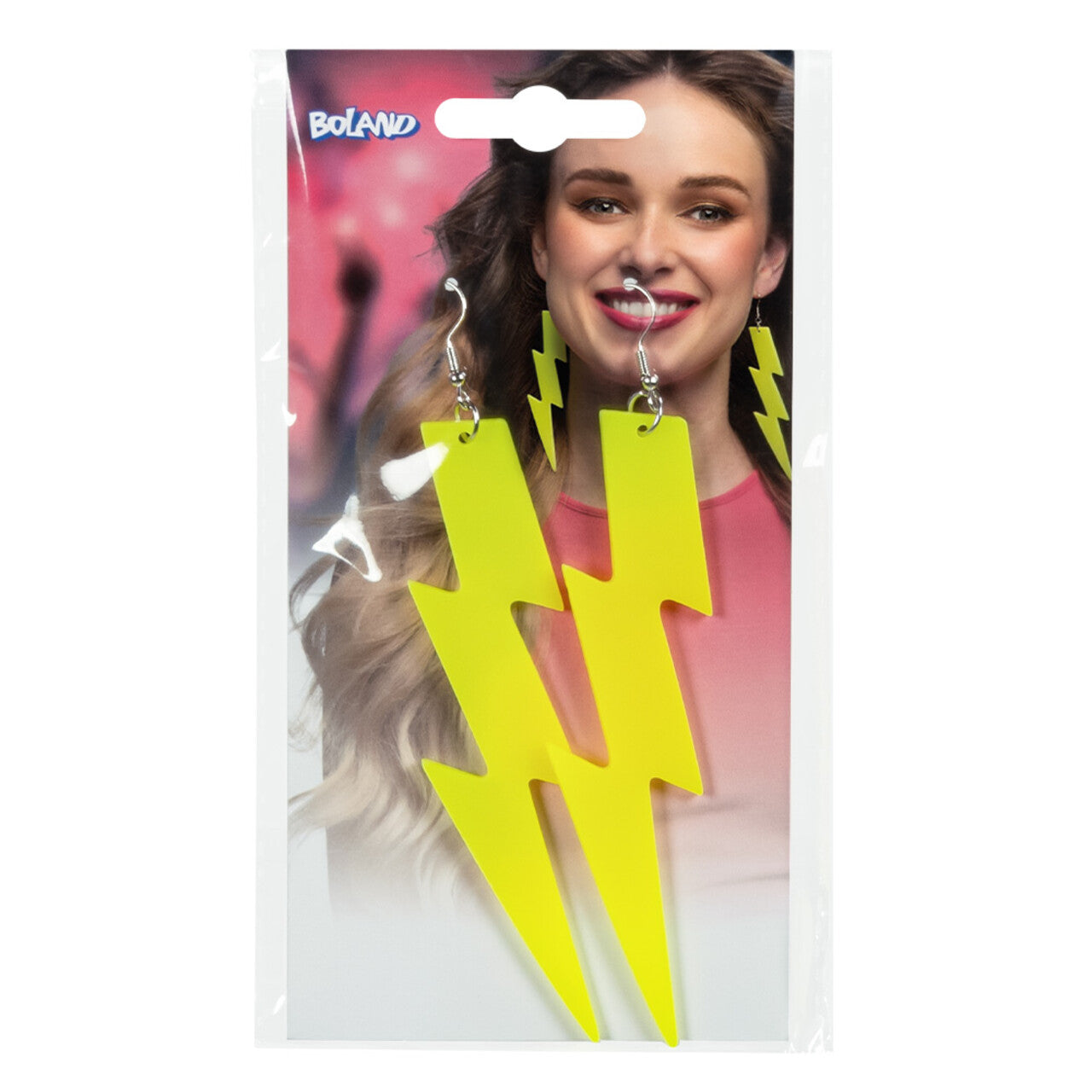 Op deze afbeelding zie je een Accessoires, van het merk Boland. Paar Oorbellen Flash Neongeel Uv