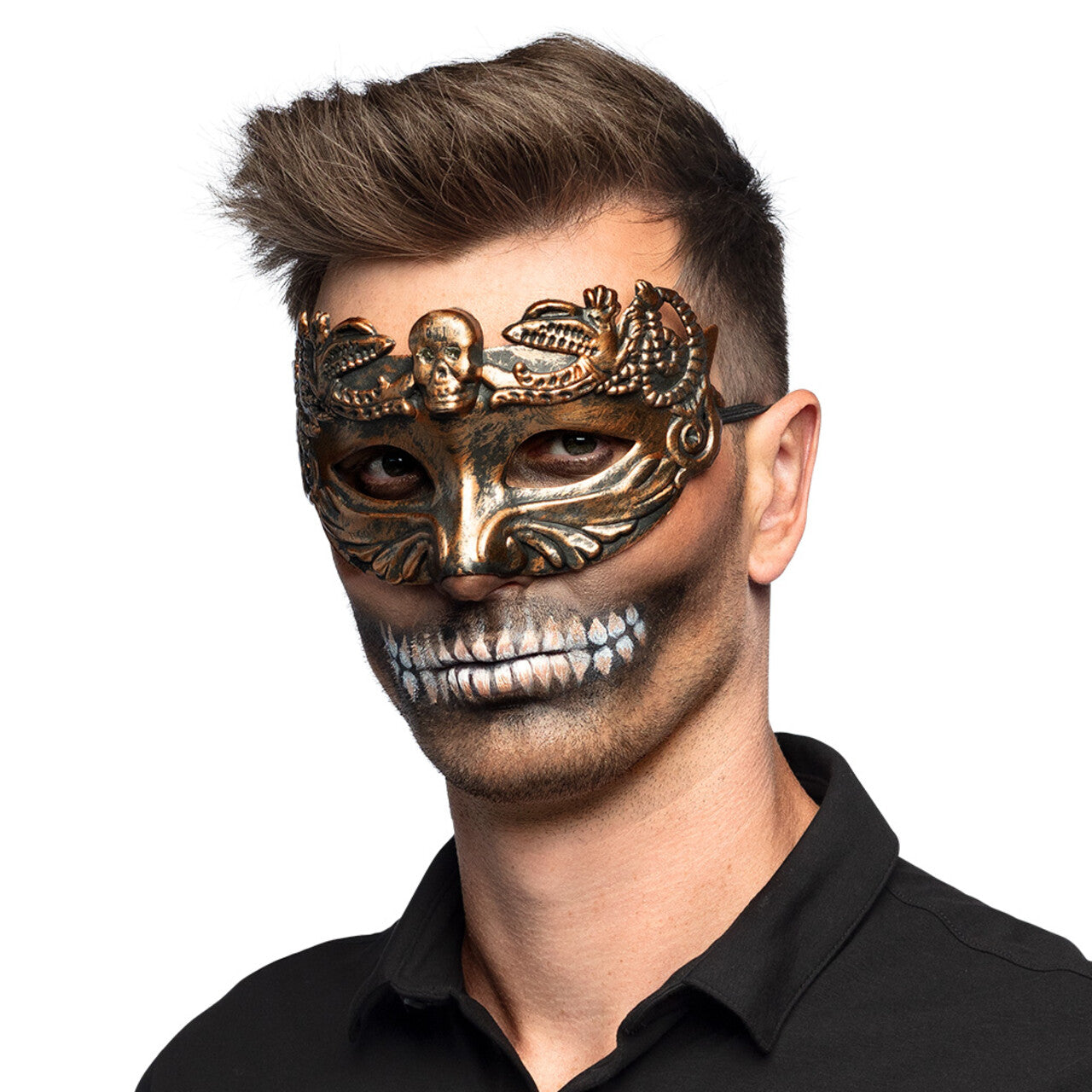 Op deze afbeelding zie je een Accessoires, van het merk Boland. Oogmasker Skullmeister Brons