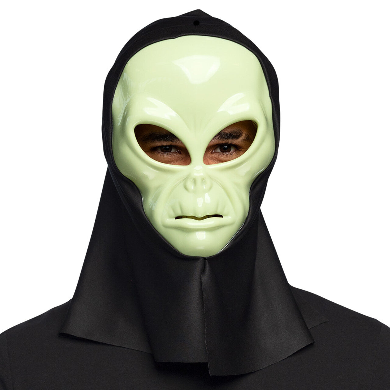 Op deze afbeelding zie je een Accessoires, van het merk Boland. Masker Met Kap Alien Area 51