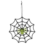 Op deze afbeelding zie je een Decoratie, van het merk Boland. Spinnenweb Met Groene Glitterspin