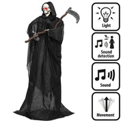 Op deze afbeelding zie je een Decoratie, van het merk Boland. Staande Decoratie Grim Reaper Met Licht En Geluid