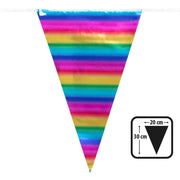 Op deze afbeelding zie je een Decoratie, van het merk Boland. Folie Vlaggenlijn Regenboog Kleuren Feest