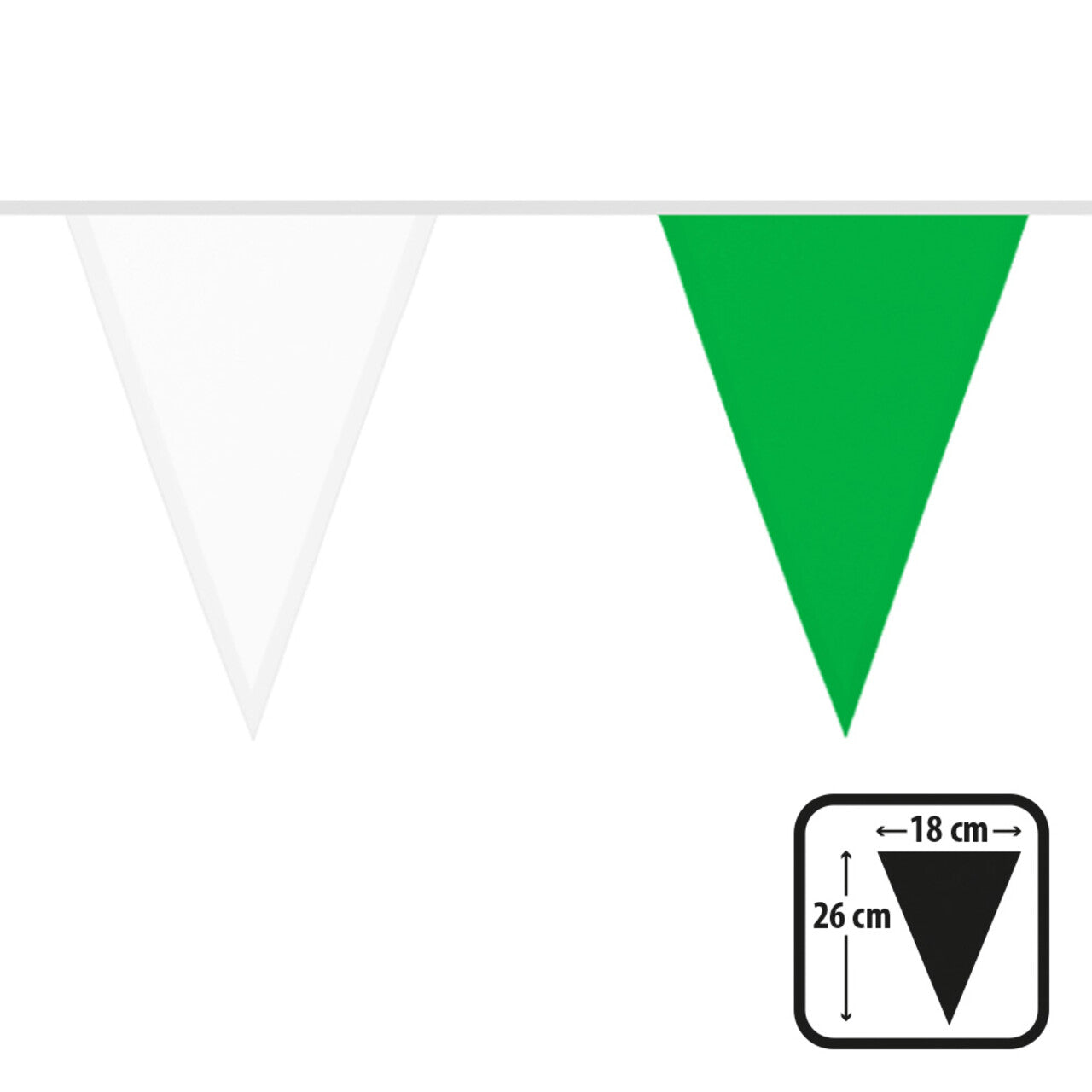 Op deze afbeelding zie je een Decoratie, van het merk Boland. Feest Vlaggenlijn Groen Wit