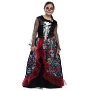 Op deze afbeelding zie je een Kostuums, van het merk Boland. Nina Rosa Skeleton Meisje Kostuum
