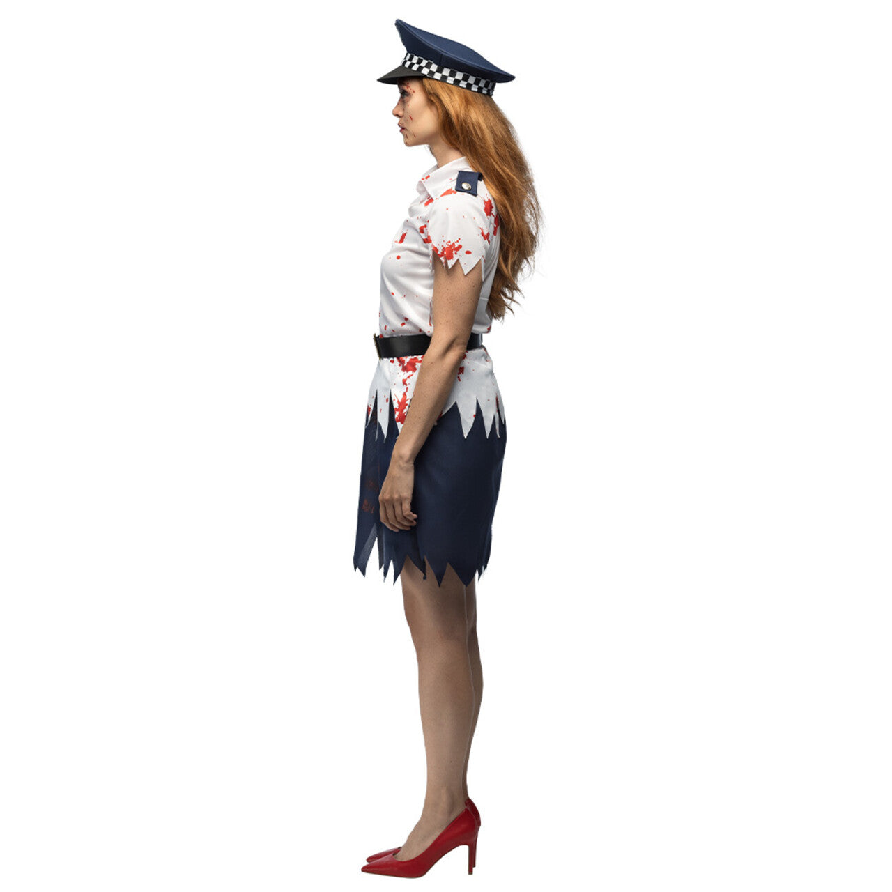 Op deze afbeelding zie je een Kostuums, van het merk Boland. Zombie Politieagent Mortis Vrouw Kostuum