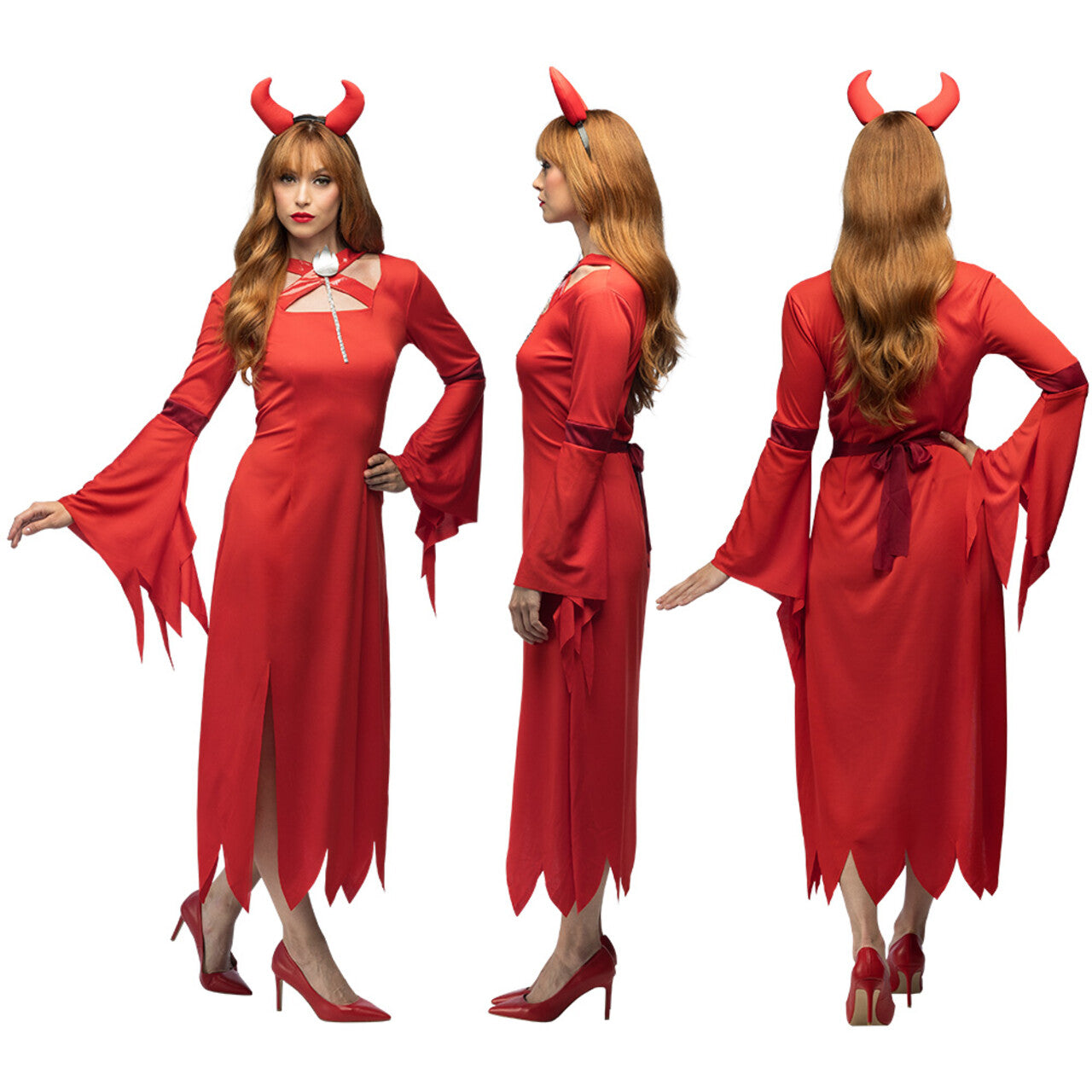 Op deze afbeelding zie je een Kostuums, van het merk Boland. Duivelse Lady Lucifer Vrouw Kostuum