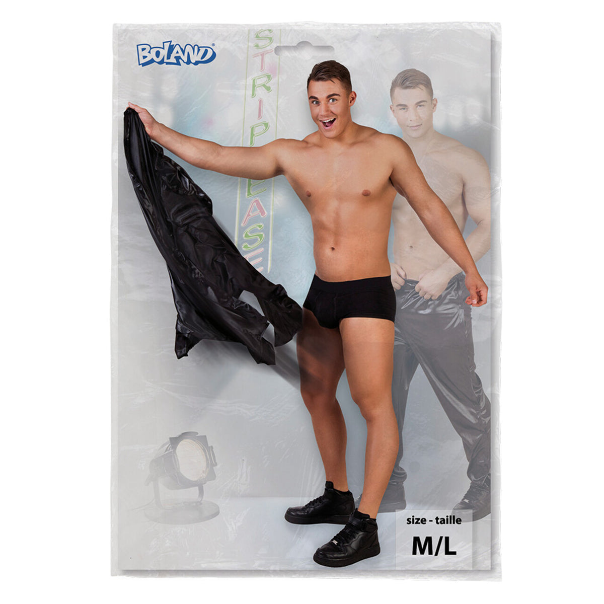 Op deze afbeelding zie je een Kostuums, van het merk Boland. Stripper Sjors Broek Zwart Man