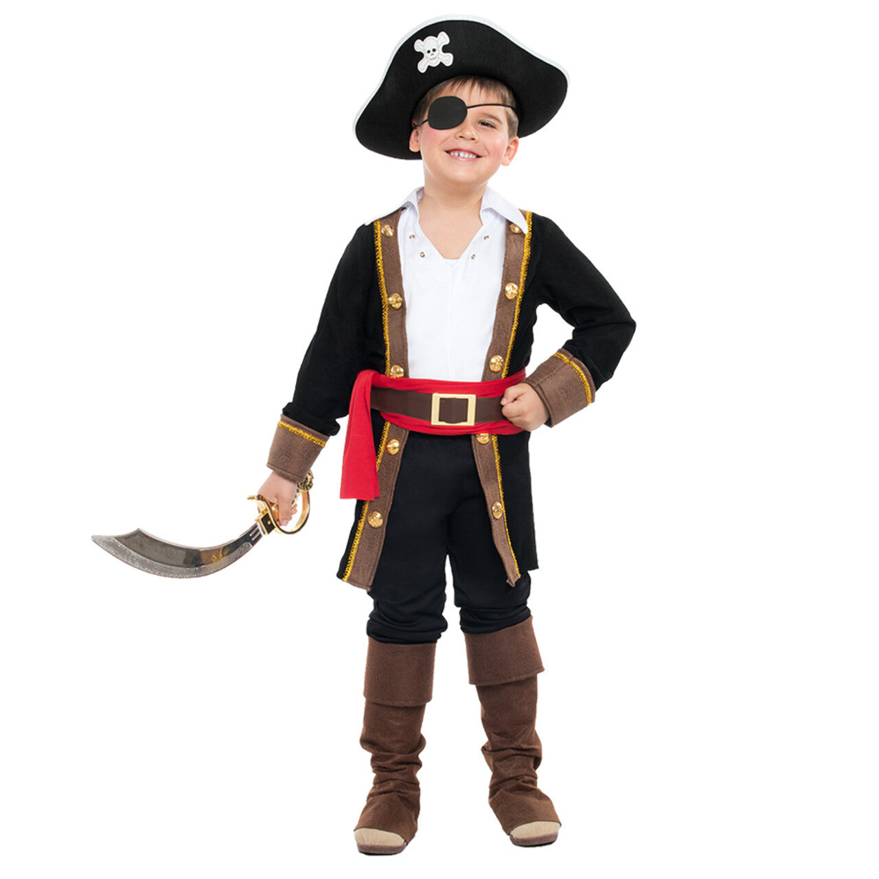 Op deze afbeelding zie je een Kostuums, van het merk Boland. Piraat Brutus Zwartlap Jongen Kostuum