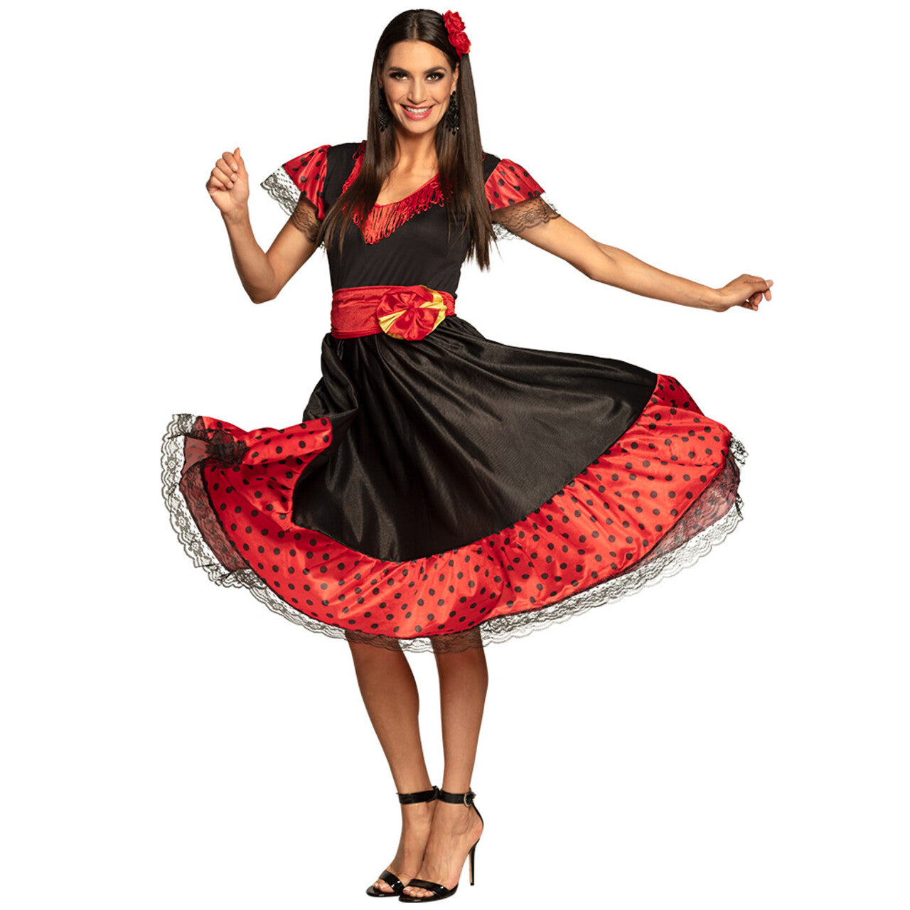 Op deze afbeelding zie je een Kostuums, van het merk Boland. Flamenco Danseres Senorita Carlota Vrouw Kostuum