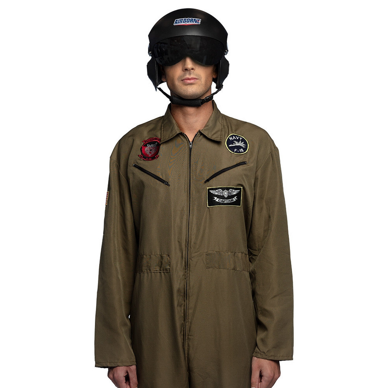 Op deze afbeelding zie je een Kostuums, van het merk Boland. Piloot Alex Airborne Man Kostuum